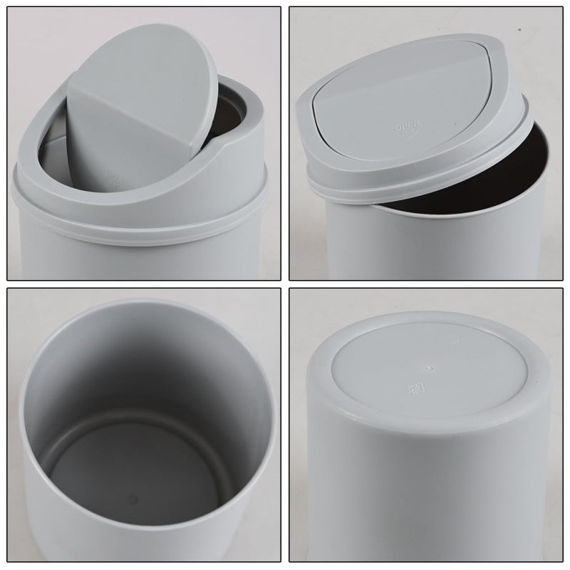 Eagrye 0.5 Gallon Mini Desktop Trash Can with Swing Lid, Swing-top Tiny Garbage Can, Gray - Image 3